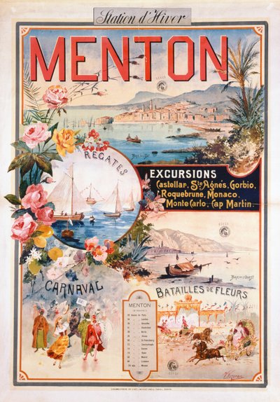 Poster Advertising Menton as a Winter Resort by V. Nozeran